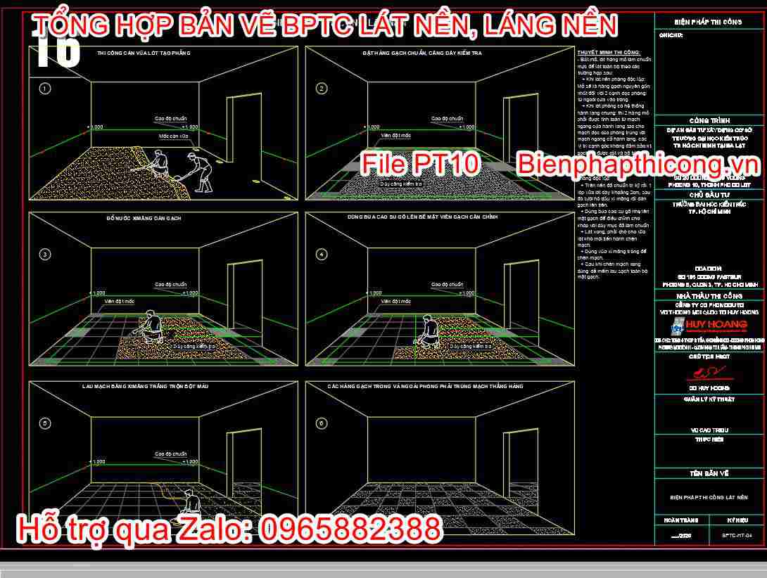 Bản vẽ biện pháp thi công lát nền cad.