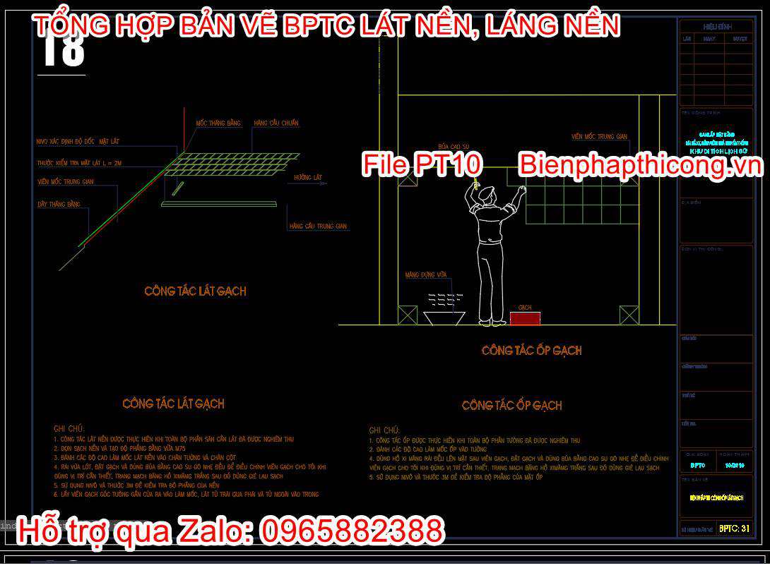 Bản vẽ bptc lát gạch cad.
