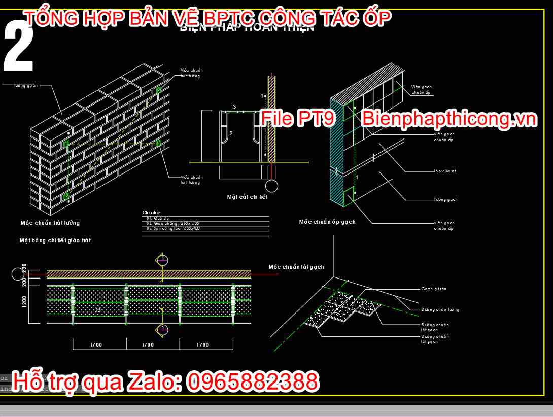 Bản vẽ biện pháp thi công hoàn thiện ốp cad.