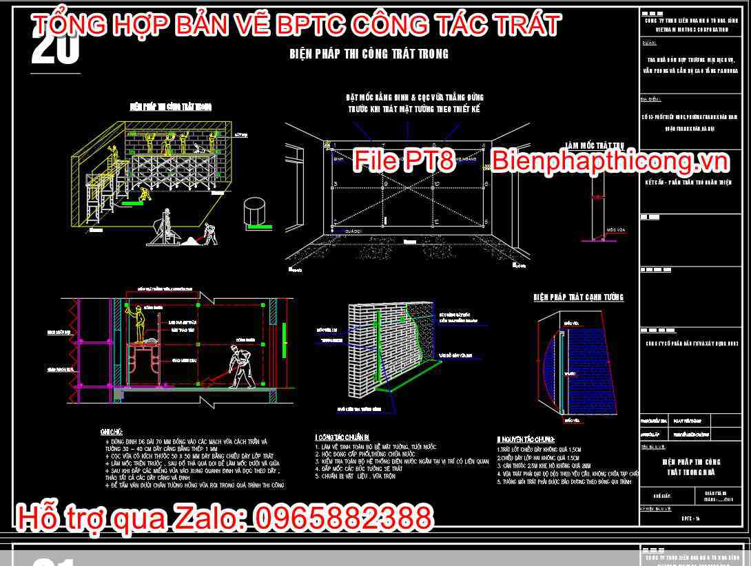 Bản vẽ biện pháp thi công trát trong cad.