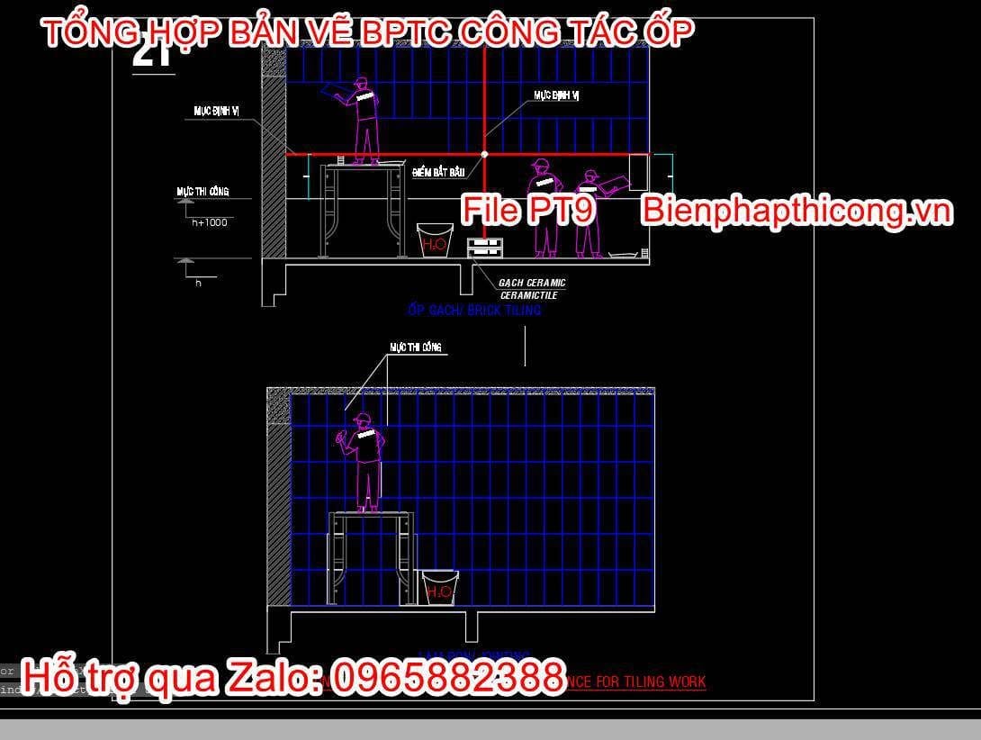 Bản vẽ biện pháp thi công công tác ốp tường.