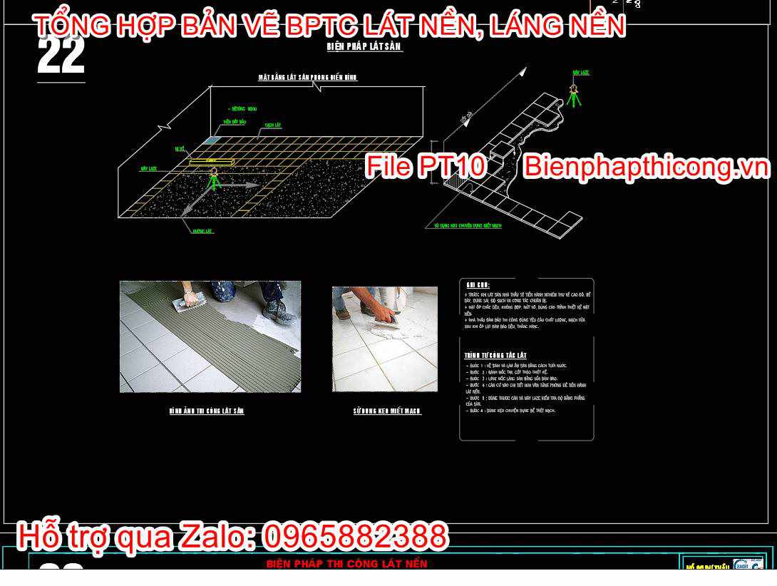 Bản vẽ biện pháp thi công lát nền.