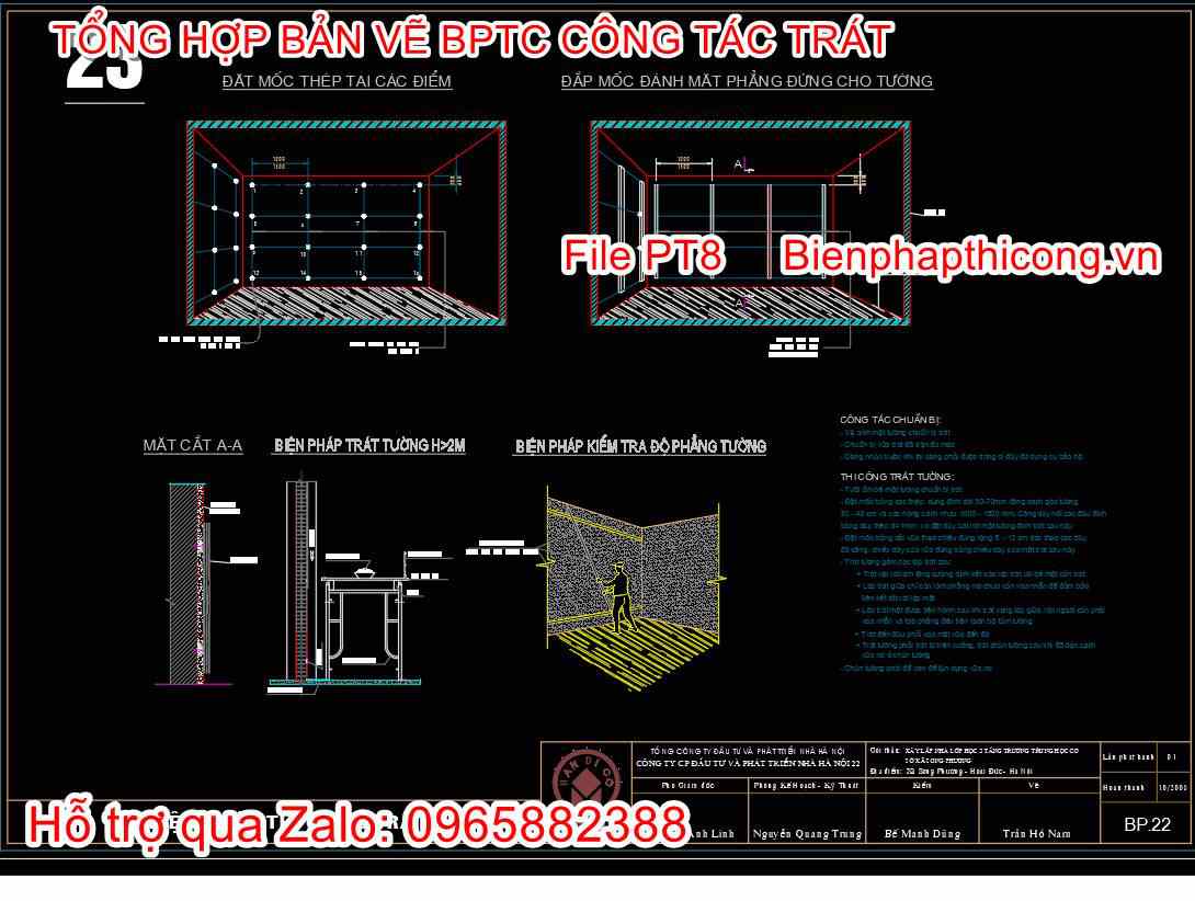 Bản vẽ bptc trát tường cad.