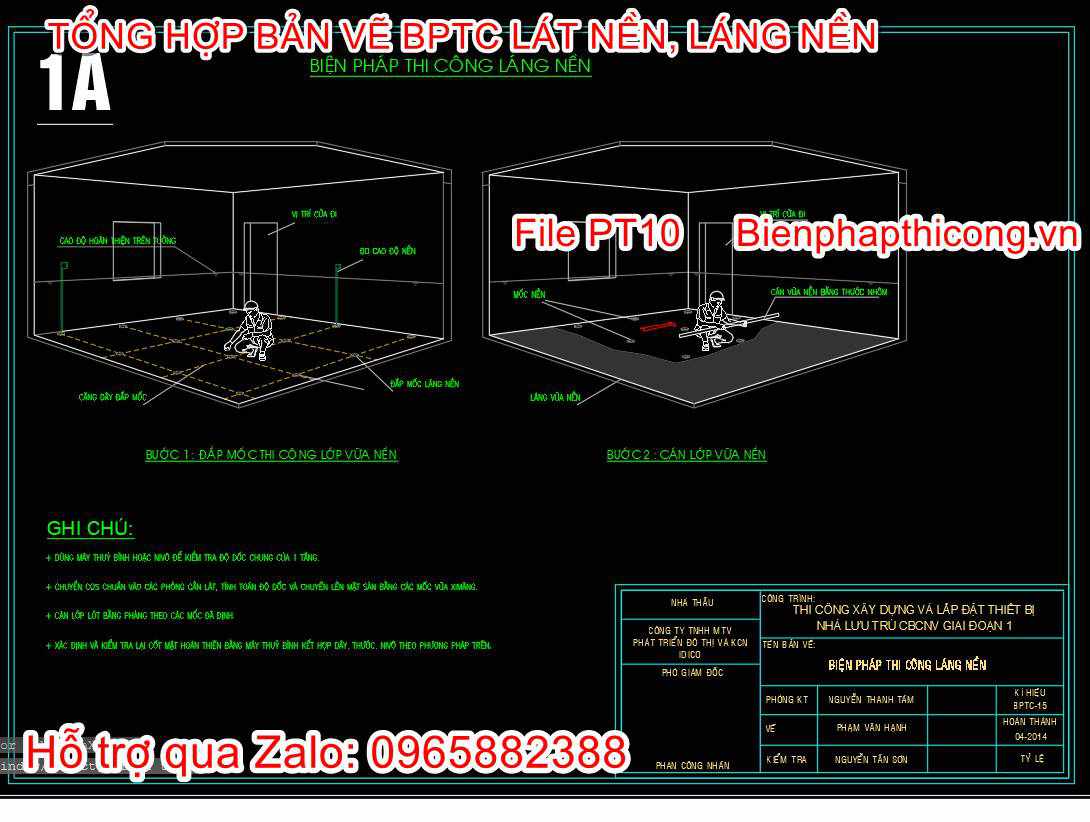 Bản vẽ biện pháp thi công láng nền.