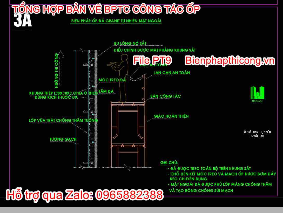 Biện pháp ốp đá granit tự nhiên mặt ngoài.