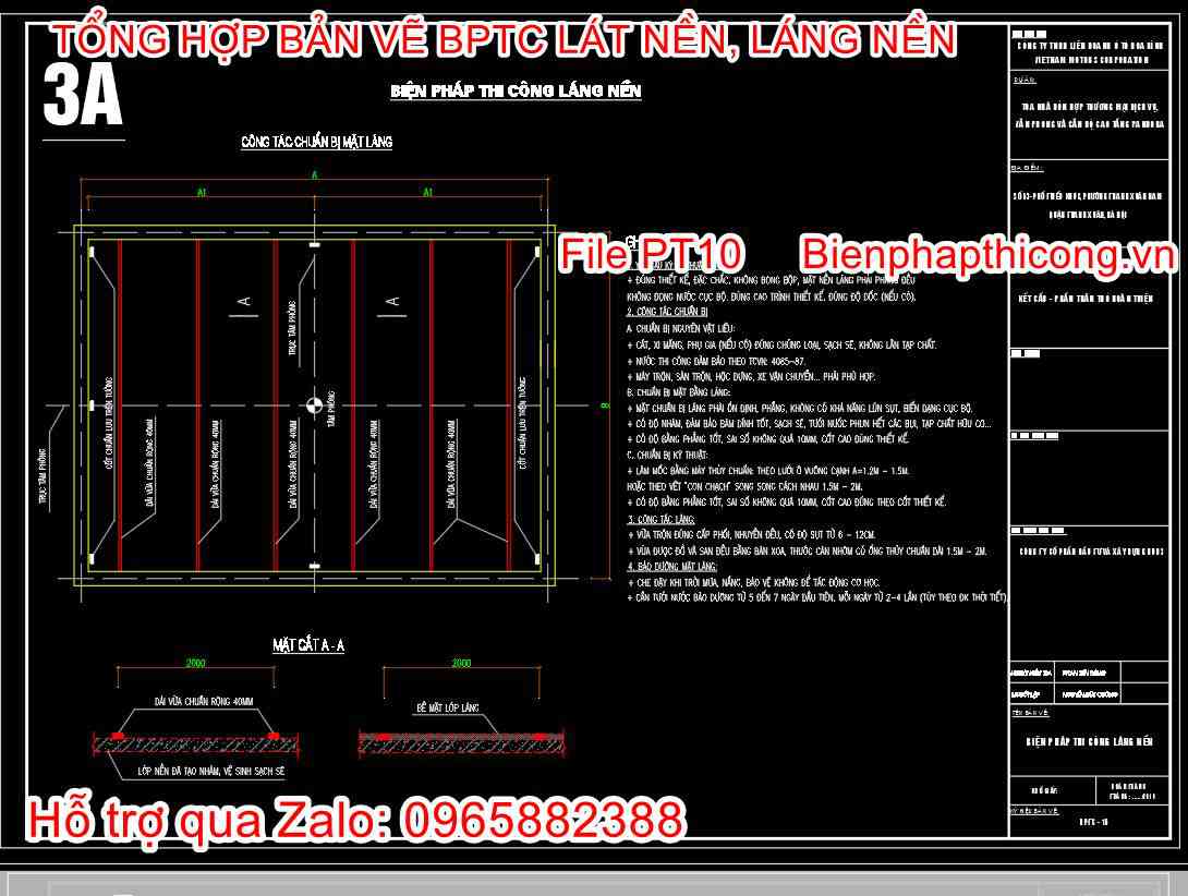 Bản vẽ biện pháp thi công láng nền.