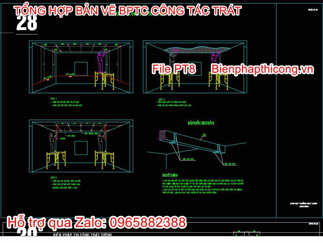 Bản vẽ biện pháp thi công trát dầm trát tường.