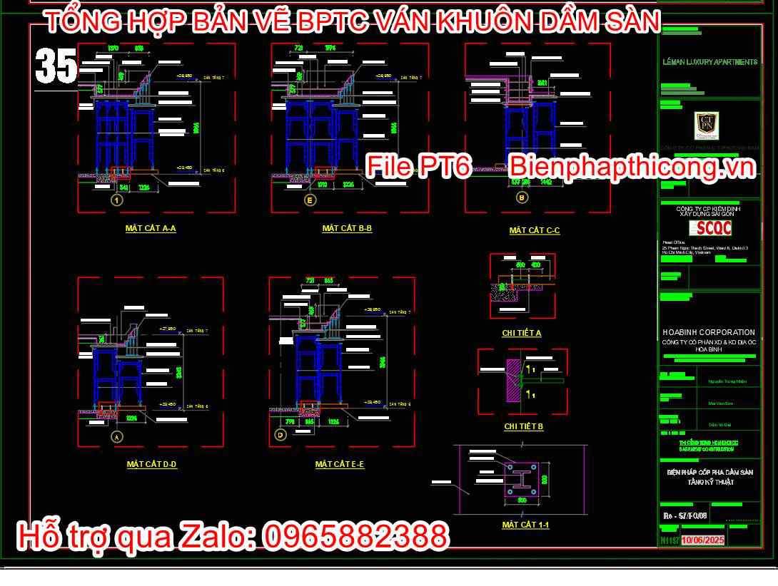Bản vẽ biện pháp thi công ván khuôn dầm sàn.