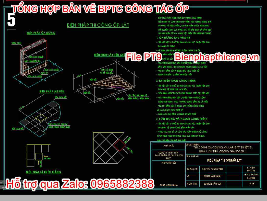 Bản vẽ bptc ốp gạch cad.