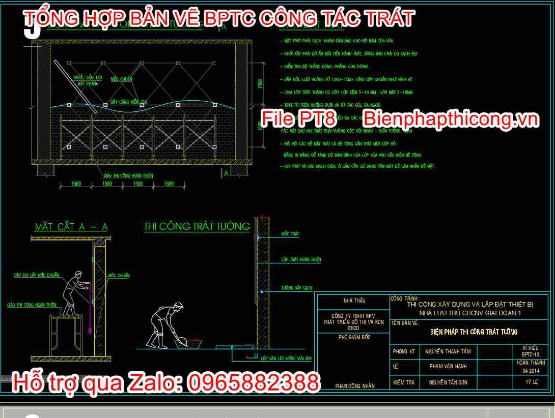Bản vẽ bptc trát tường autocad.