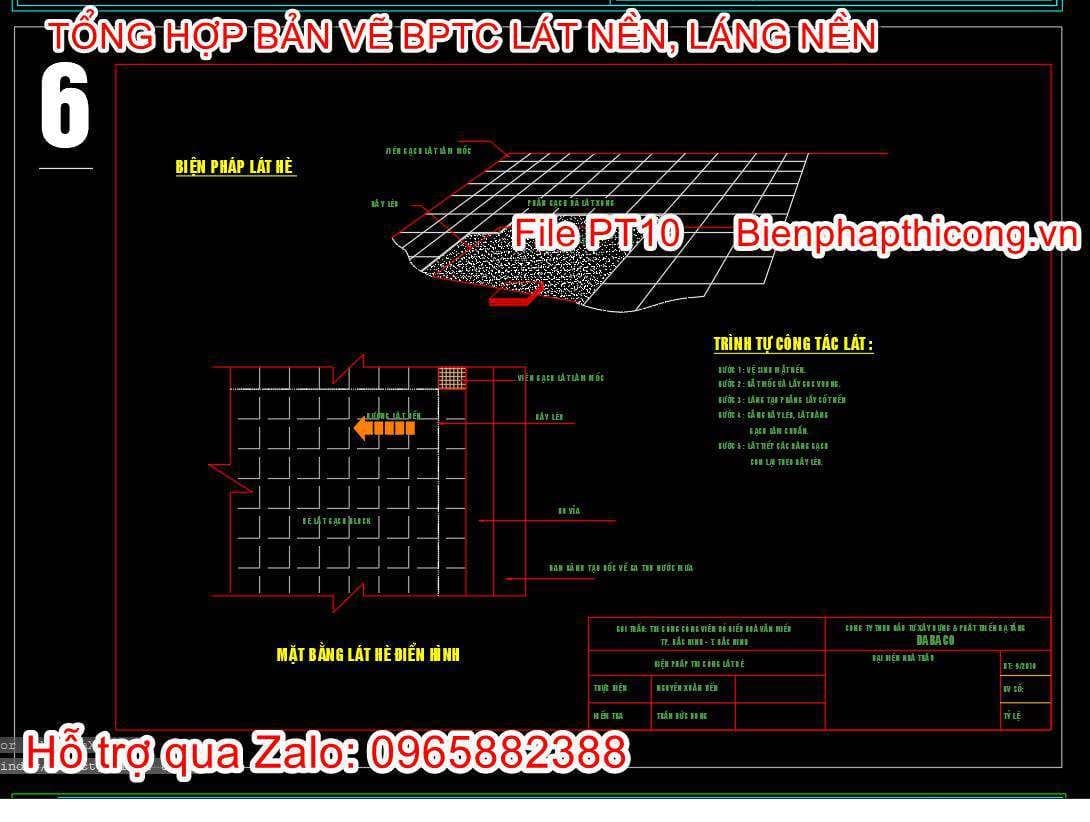 Bản vẽ biện pháp thi công lát hè cad.