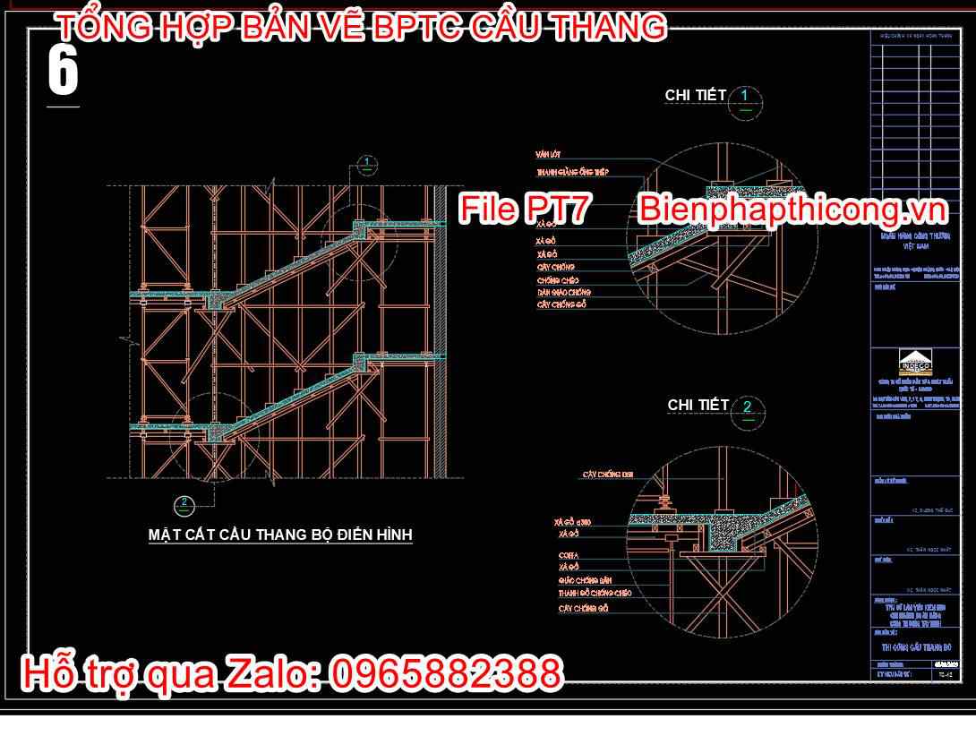 Bản vẽ mặt cắt cầu thang bộ điển hình cad.