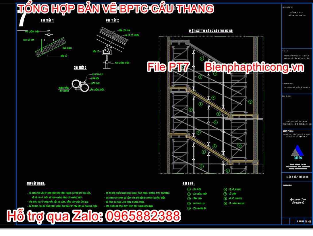 Bản vẽ bptc cầu thang bộ điển hình.