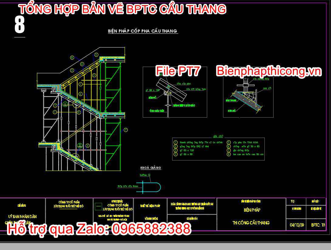 Biện pháp thi công cốp pha cầu thang cad.