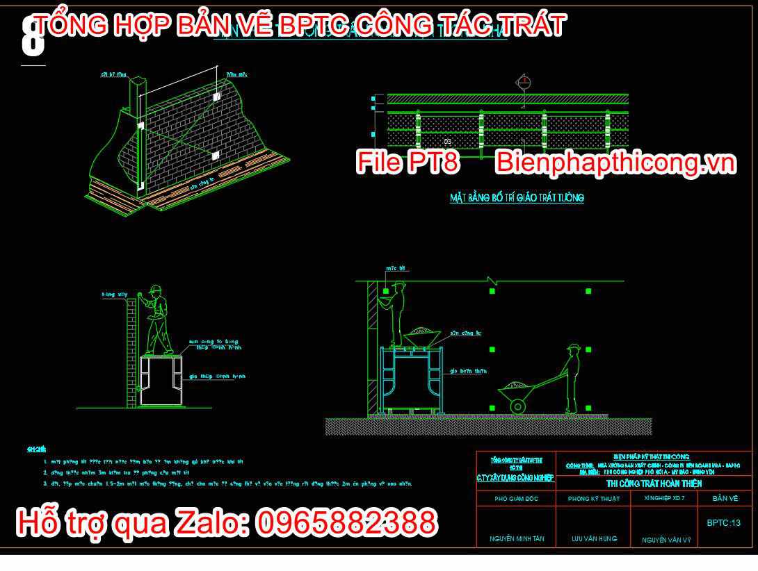 Bản vẽ biện pháp thi công công tác trát hoàn thiện.
