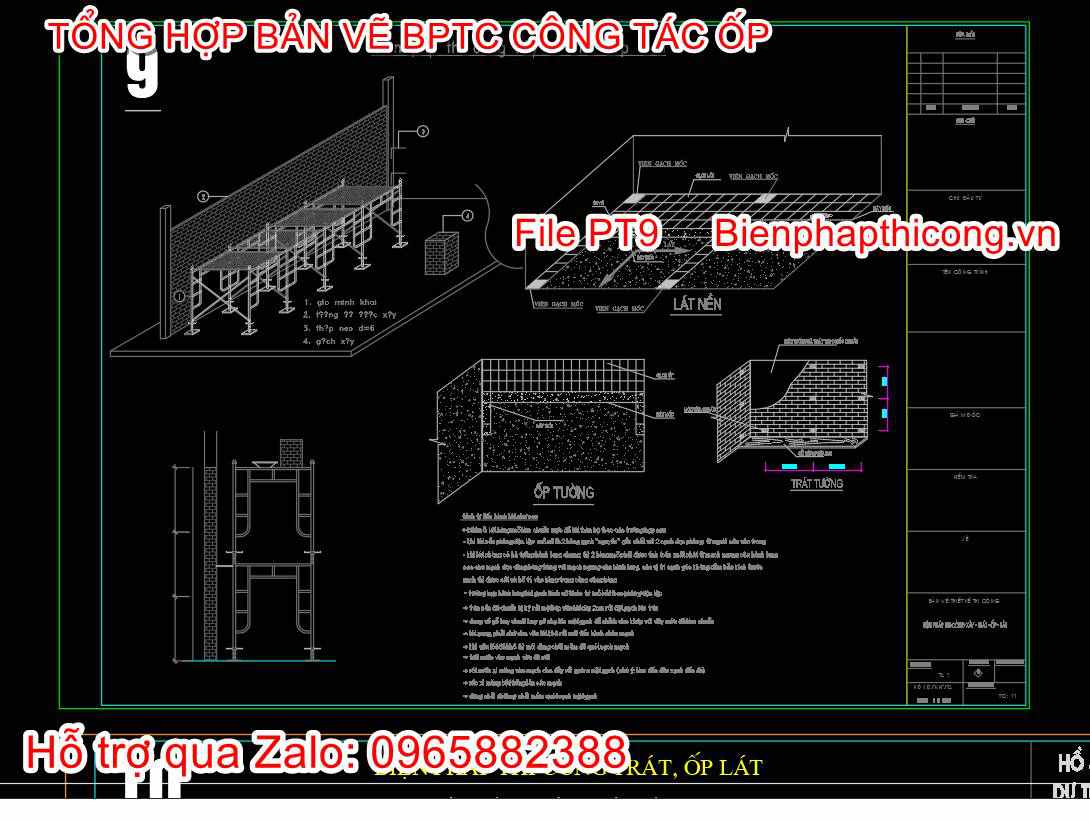 Bản vẽ biện pháp thi công ốp gạch.