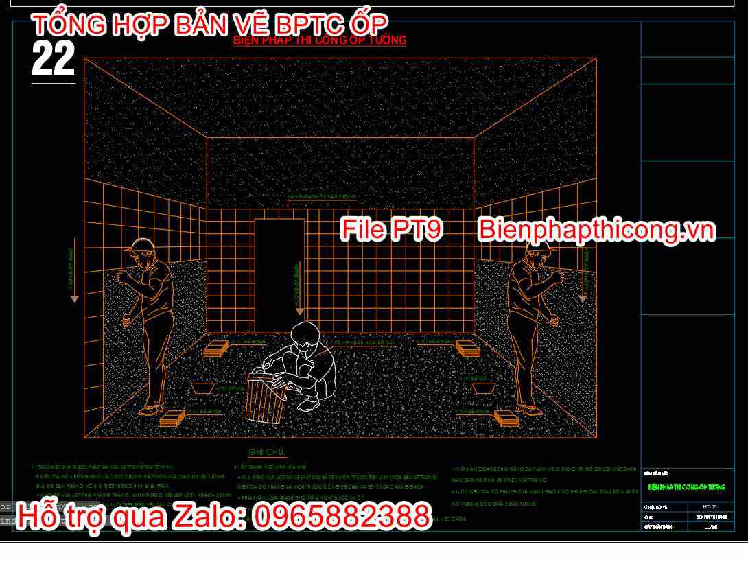 Mẫu bản vẽ bptc ốp tường.