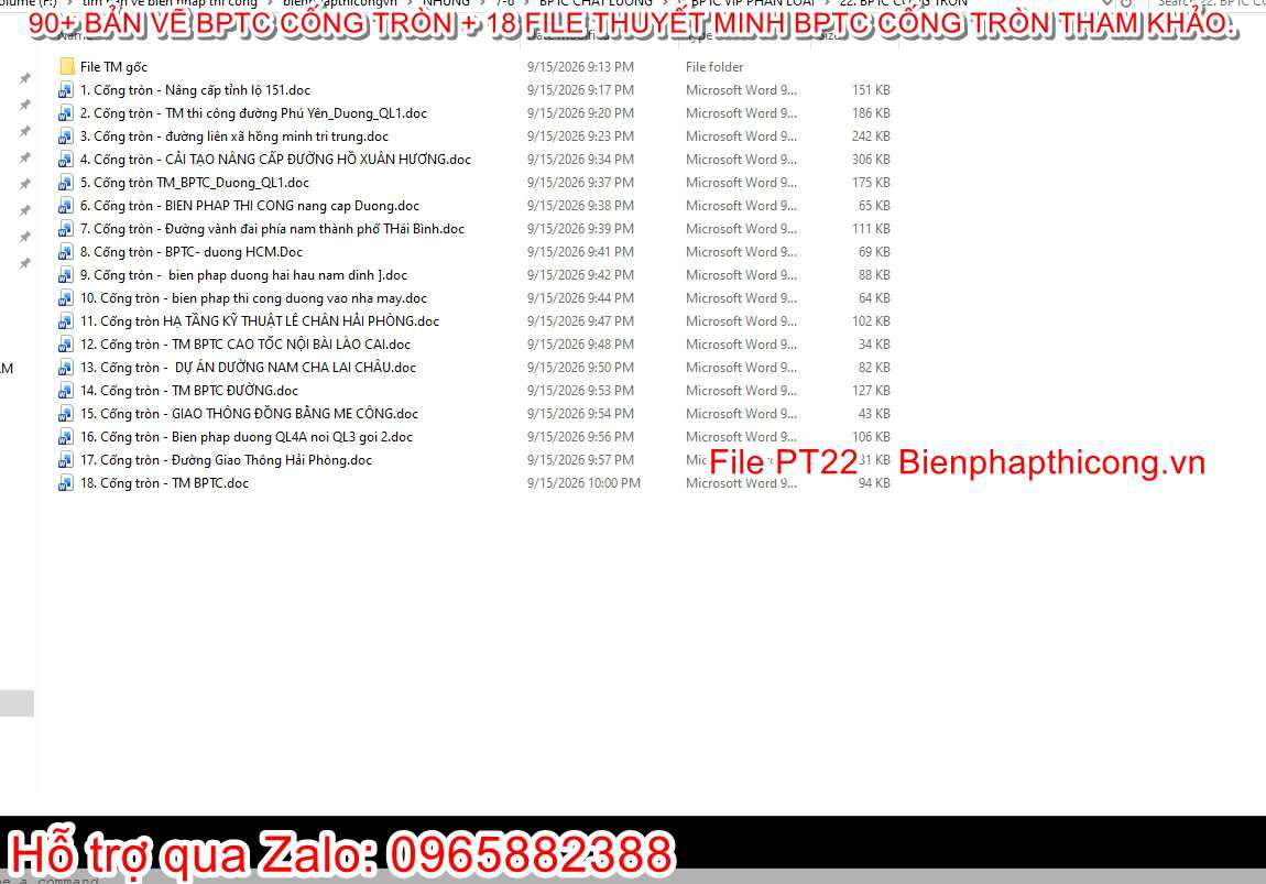 Tổng hợp 18 file thuyết minh biện pháp thi công cống tròn thoát nước.