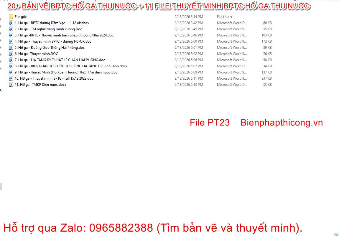 Tổng hợp 11 file thuyết minh biện pháp thi công hố ga.