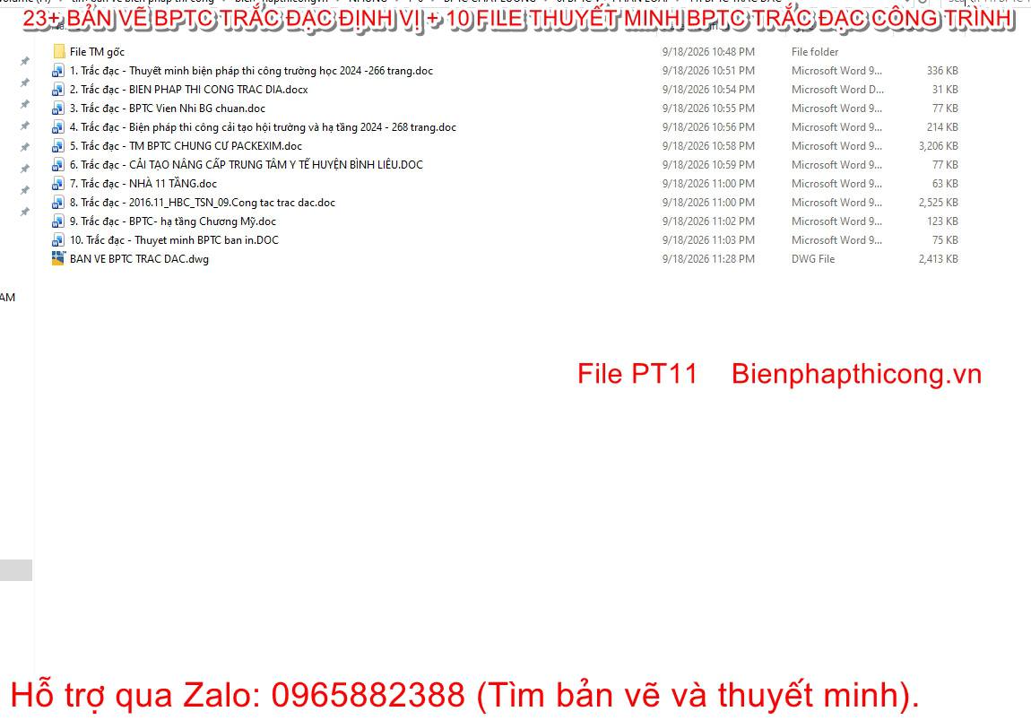Tổng hợp file thuyết minh biện pháp thi công trắc đạc định vị công trình.