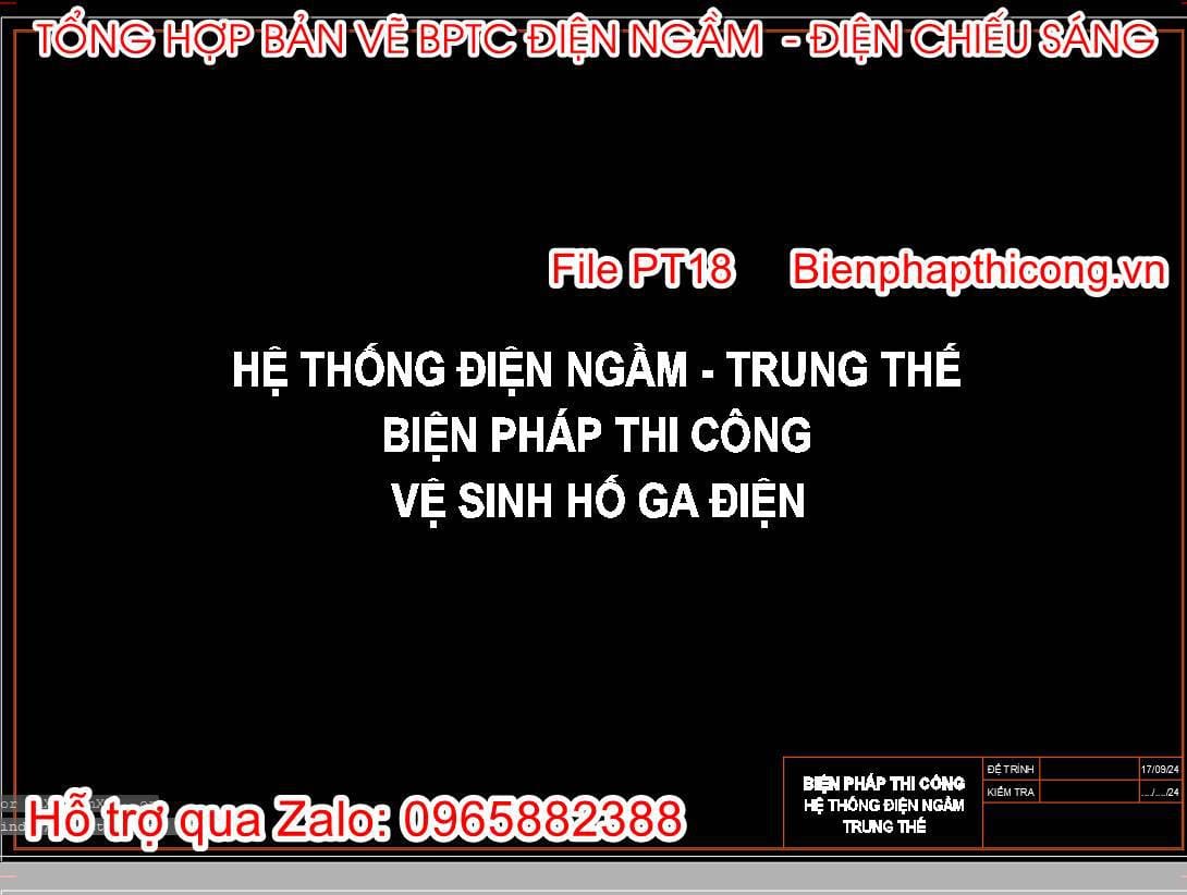 Bản vẽ biện pháp thi công hệ thống điện ngầm trung thế.