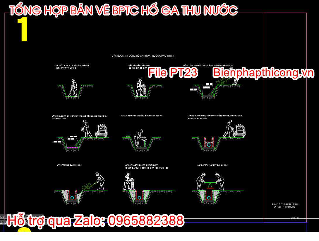 Bản vẽ biện pháp thi công hố ga thoát nước.