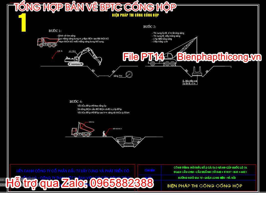File cad biện pháp thi công cống hộp.