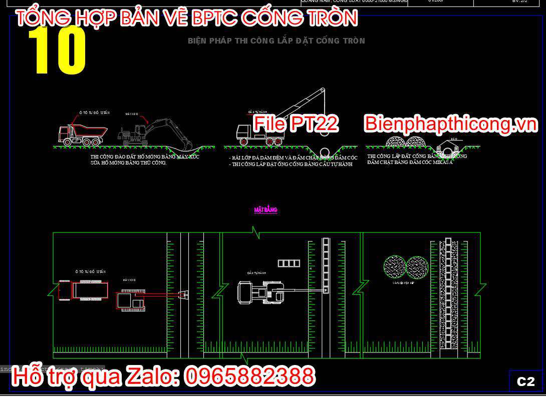 Bản vẽ biện pháp thi công cống tròn cad.