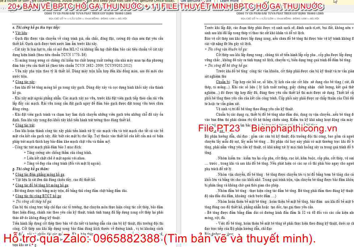 Thuyết minh biện pháp thi công hố ga.