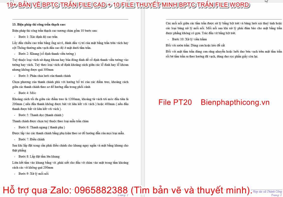 Thuyết minh biện pháp thi công trần.