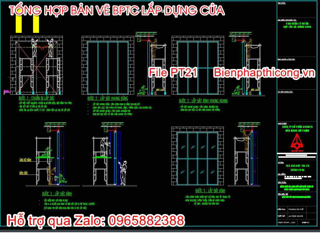 Bản vẽ biện pháp thi công lắp dựng vách kính mặt dựng.