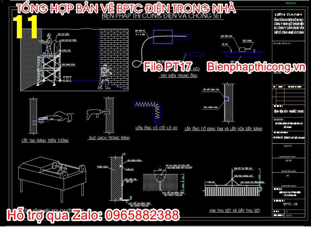Bản vẽ biện pháp thi công mạng điện và chống sét.