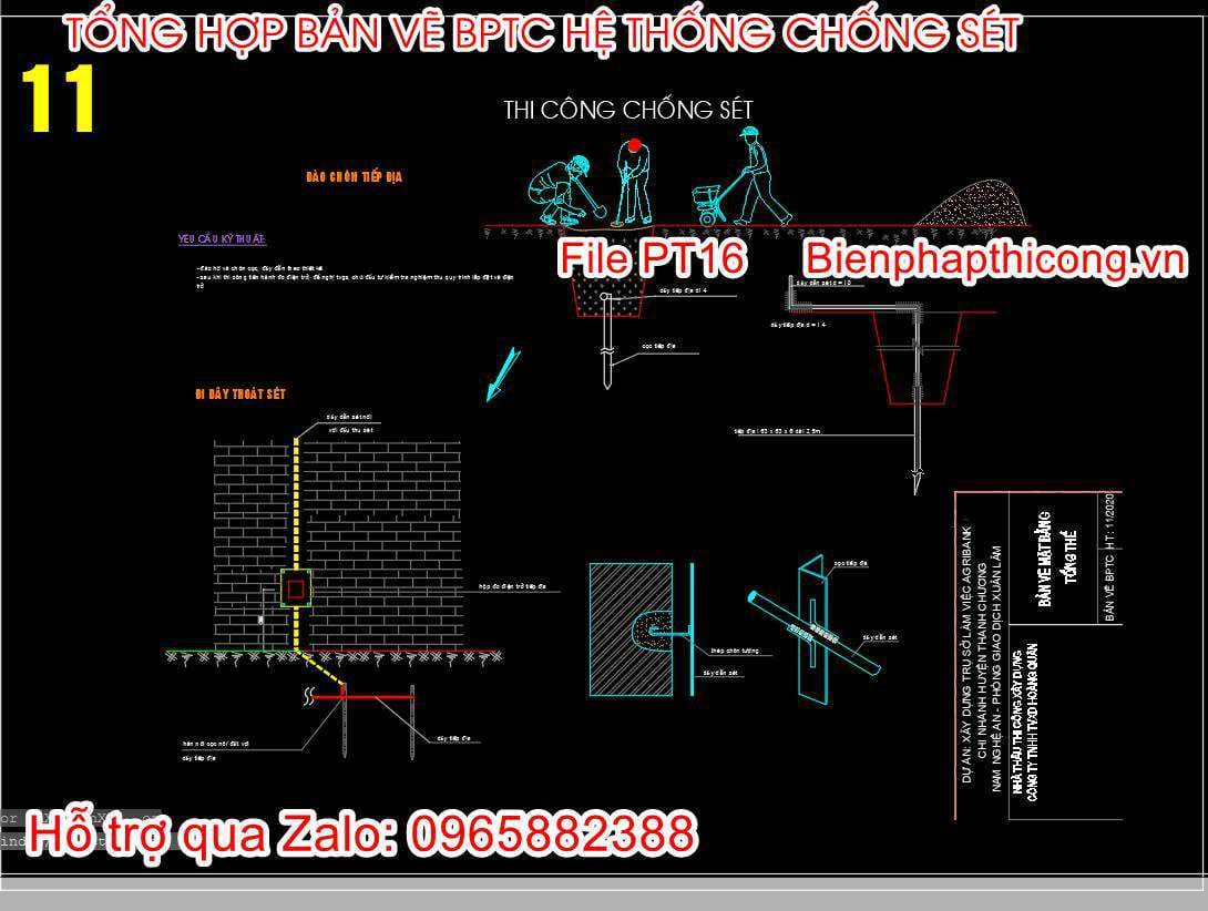 Bản vẽ thi công hệ thống chống sét.