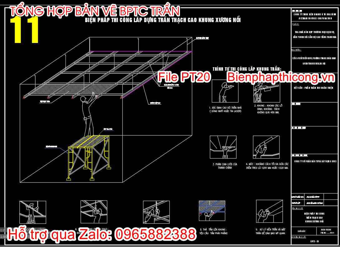 Biện pháp thi công lắp dựng trần thạch cao khung xương mới.