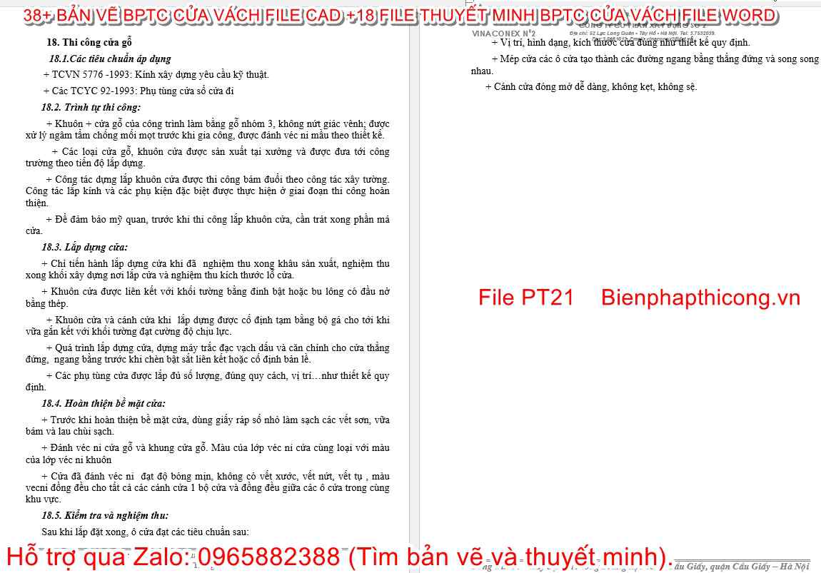 Thuyết minh biện pháp thi công cửa gỗ.