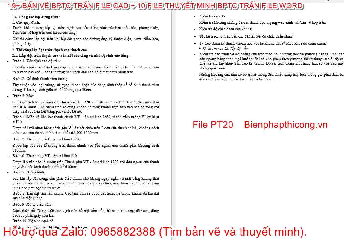 File thuyết minh biện pháp thi công trần thạch cao.
