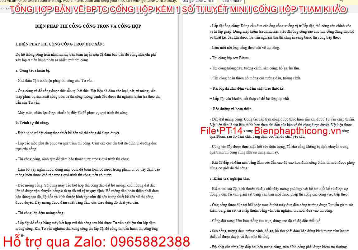 Thuyết minh biện pháp thi công cống tròn cống hộp.