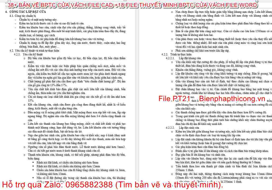 Thuyết minh biện pháp thi công lắp đặt cửa.