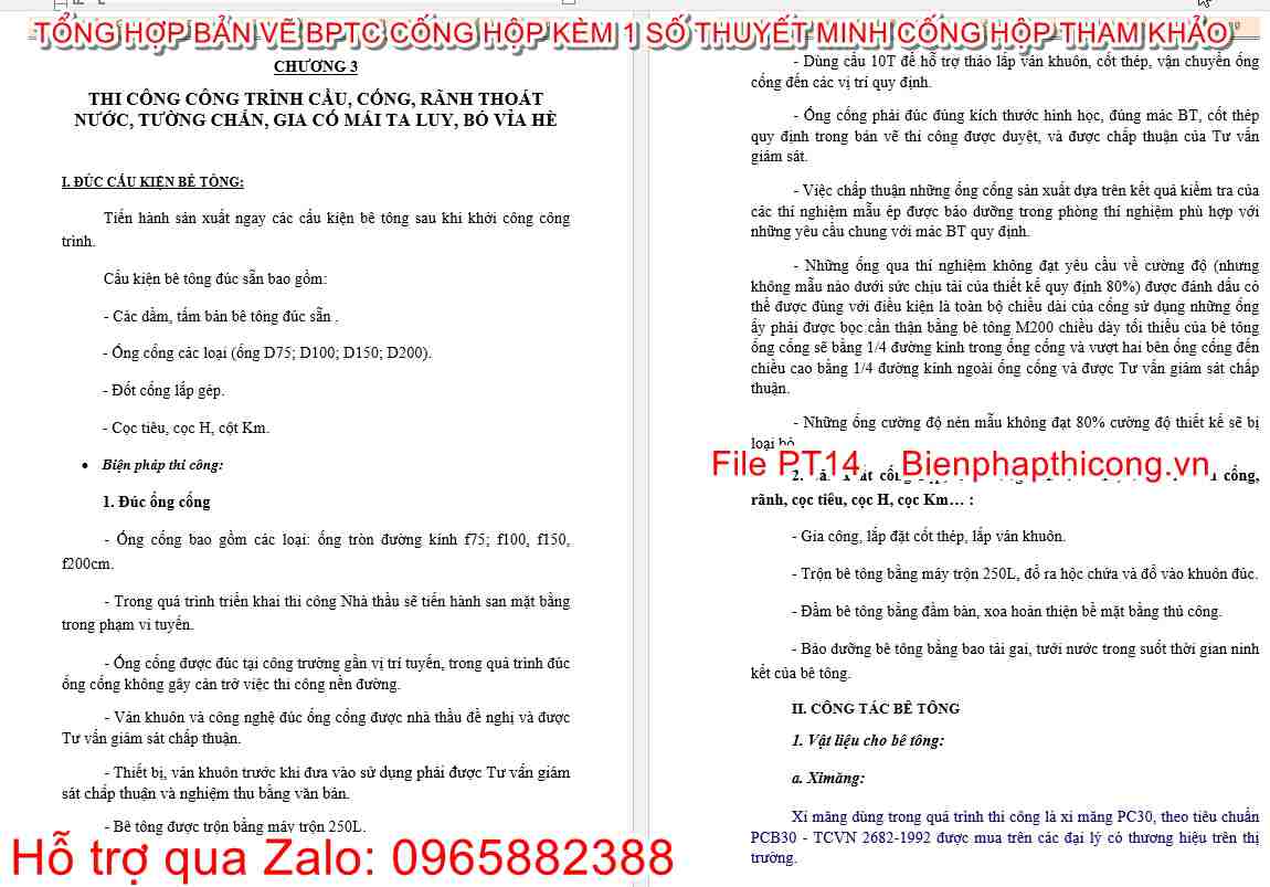 Thuyết minh tổ chức thi công cống hộp word.