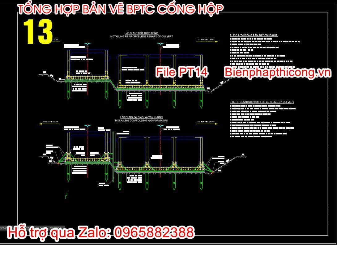 Bản vẽ biện pháp lắp dựng cốt thép cống.