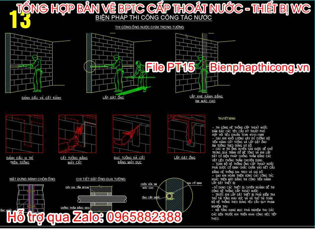Bản vẽ biện pháp thi công công tác nước.