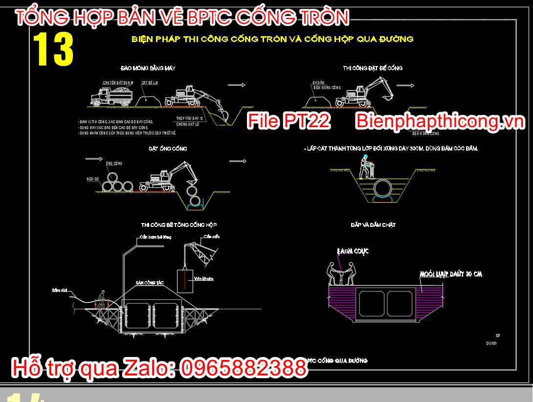Bản vẽ bptc cống tròn và cống hộp qua đường cad.