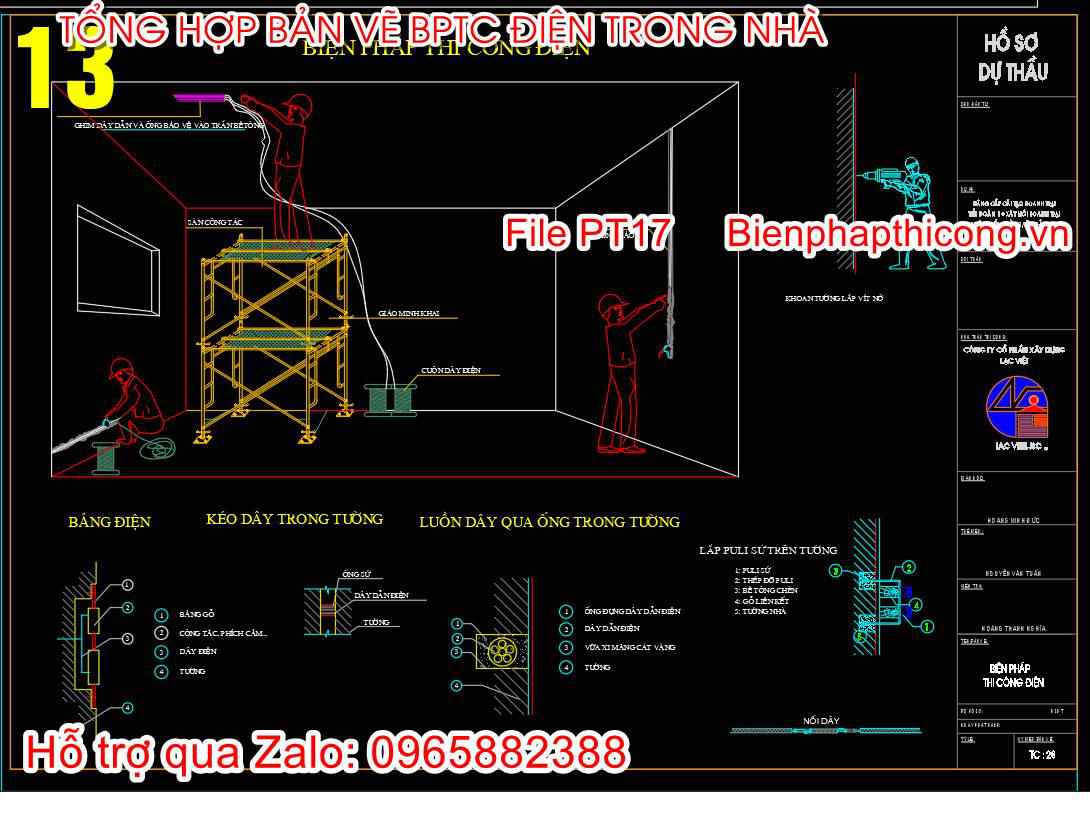 Mẫu biện pháp thi công điện trong nhà.