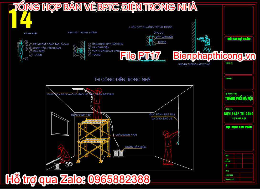 Bản vẽ biện pháp thi công điện trong nhà.
