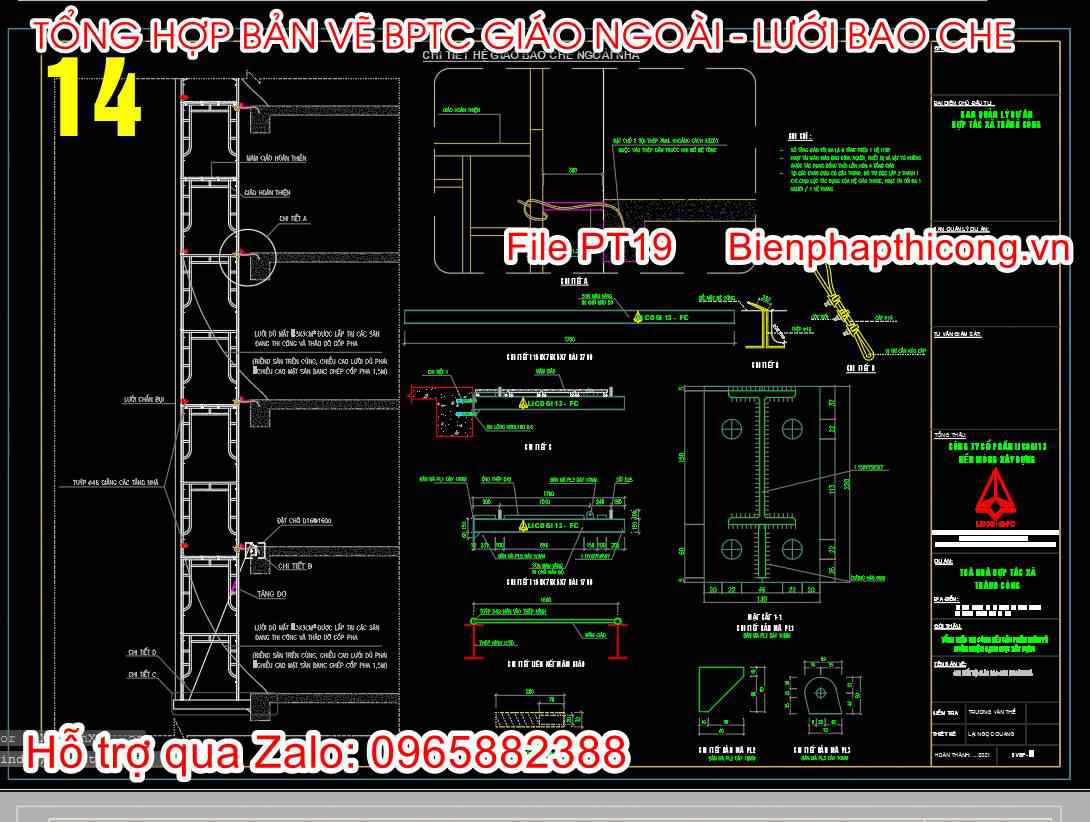 Bản vẽ chi tiết hệ giáo bao che ngoài nhà cad.