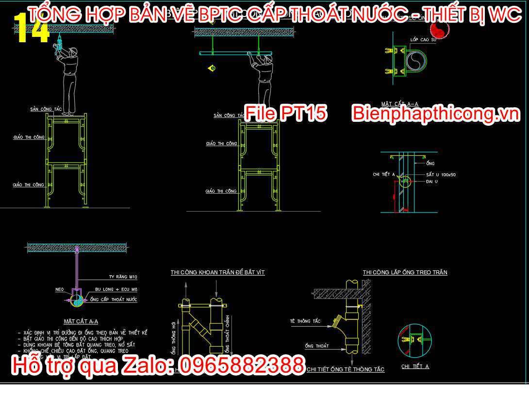 File bản vẽ biện pháp thi công công tác nước.