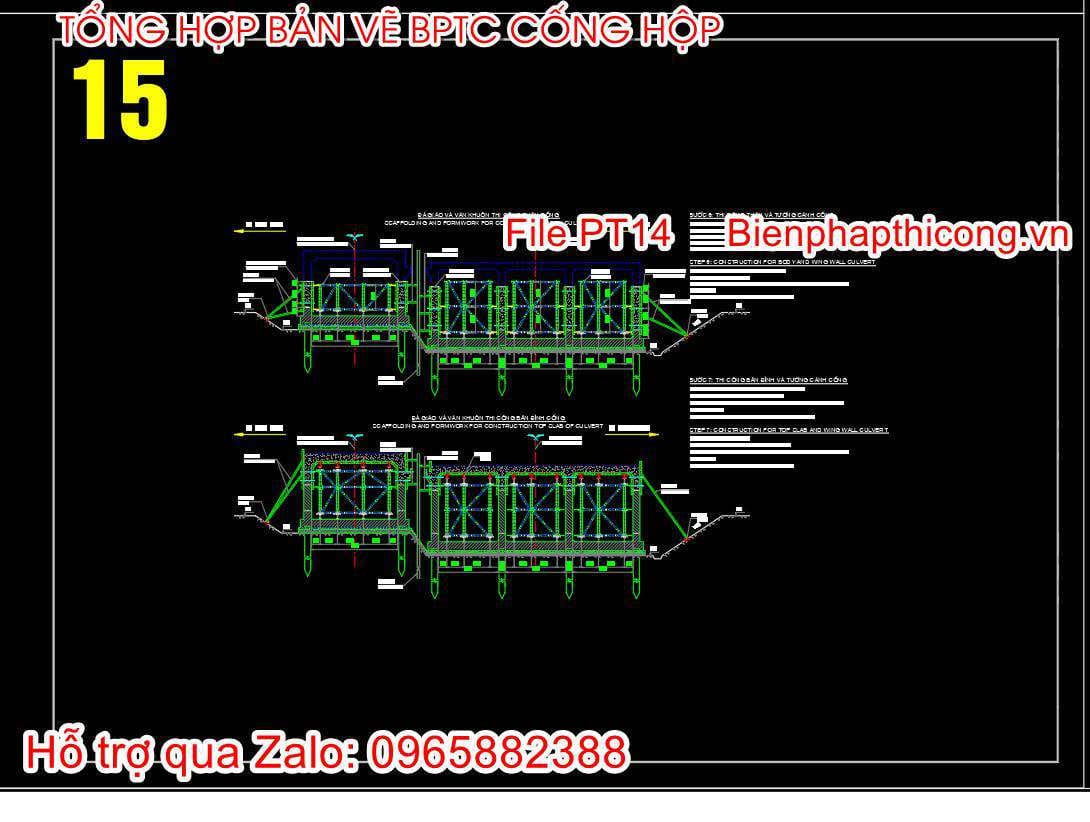 Bản vẽ biện pháp ván khuôn cống hộp