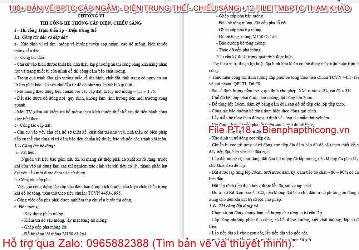 Thuyết minh biện pháp hệ thống cấp điện chiếu sáng.