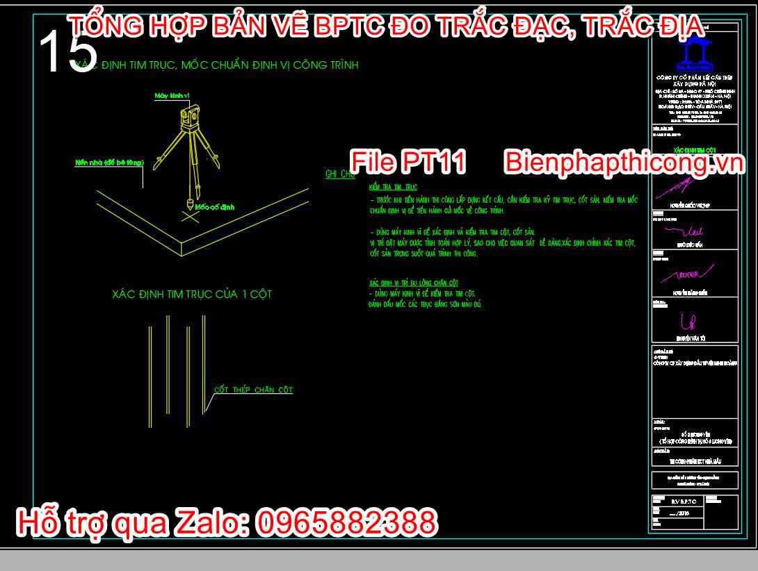 Xác định tim trục mốc chuẩn định vị công trình.