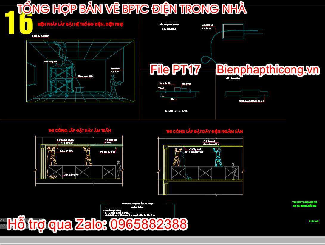 Bản vẽ biện pháp thi công điện nhẹ cad.